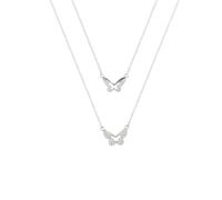 GGYTMQL 925 Double Layer Crystal Butterfly Necklace for Women Wedding Party Jewelry Accessories Choker