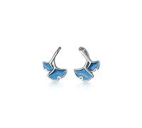 GGYTMQL 925 Fashion Blue Ginkgo Leaf Earrings Minimalist Romantic Jewelry Christmas Party Banquet Earrings High-end earrings