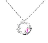 GGYTMQL 925 Link Chain Opal Star Planet Necklace Pendant Jewelry for Women Wedding Choker
