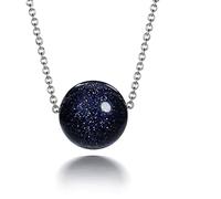 GGYTMQL 925 Necklaces Women Jewelry Natural Stone Blue Sand Sun Sitara Stone Round Beads