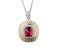 GGYTMQL 925 real silver 7 * 9mm emerald ruby gemstone pendant necklace for women jewelry s accessories