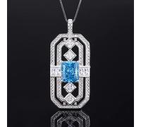 GGYTMQL 925 real silver square card pendant necklace for women 10 * 12mm tourmaline topaz aquamarine jewelry