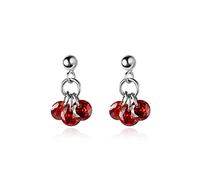 GGYTMQL 925 Red Zircon Earrings Geometric Short Tassel Earrings Creative Pendants Ladies Fashion And Elegant Party Jewelry High-end earrings