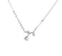 GGYTMQL 925 Rose Necklaces for Women Leaf Zircon Small Flower Pendant Choker Jewelry