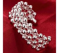 GGYTMQL 925 Round Heart Open Bracelet For Women Cuff Bangles