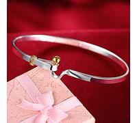 GGYTMQL 925 Round Heart Open Bracelet For Women Cuff Bangles