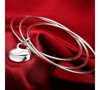 GGYTMQL 925 Round Heart Open Bracelet For Women Cuff Bangles