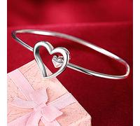 GGYTMQL 925 Round Heart Open Bracelet For Women Cuff Bangles