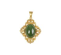 GGYTMQL 925 Silver Gold Plated Hetian Jade Jasper Lady Pendant Necklace