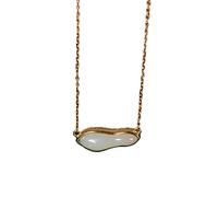GGYTMQL 925 Silver Inlaid Hetian Jade White Jade Gold Plated Necklace