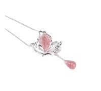 GGYTMQL 925 Silver Natural Strawberry Crystal Butterfly Pendant Clavicle Chain Necklace