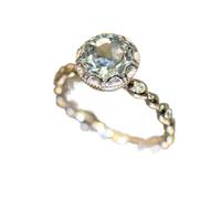 GGYTMQL 925 Silver Women's Ring Round Gem Sapphire Topaz Zircon Single Stone Engagement Wedding Anniversary Ring Bridal Gift Cozy Ring (8#)