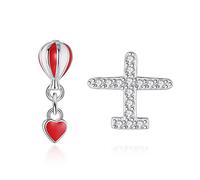 GGYTMQL 925 Solid Real Sterling Sweet Plane Stud Earrings Gift For Women Lady Jewelry