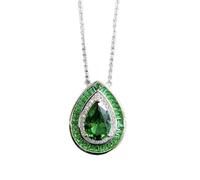 GGYTMQL 925 solid silver 8 * 12mmm ruby emerald gemstone pendant necklaces for women wedding jewelry