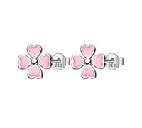 GGYTMQL 925 Solid Tiny Pink Glaze Heart Stud Earrings For Women Fine Jewelry
