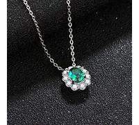 GGYTMQL 925 Sterling Silver 7 * 5 MM Emerald Moissanite Gemstone Pendant Necklace Jewelry