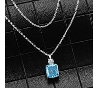 GGYTMQL 925 sterling silver 9 * 10mm aquamarine yellow pink high carbon diamond pendant necklace for women jewelry s