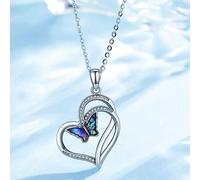 GGYTMQL 925 Sterling Silver Blue Flying Butterfly Pendant Mother of Pearl Necklace Jewelry for Women Elegant