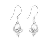 GGYTMQL 925 Sterling Silver Hollow Heart Dangle Earring for Women, Sparkling Cubic Zirconia Drop Earrings, Elegant Hook Dangling Earrings, Jewelry Gift for Valentine'S Day