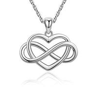 GGYTMQL 925 Sterling Silver Infinity Symbol Heart Endless Pendant Chains Necklaces For Women Fine Jewelry 60cm and 5cm JP22547-P