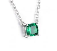 GGYTMQL 925 Sterling Silver Moissanite Diamond Emerald Gemstone Diamonds Pendant Necklace Jewelry
