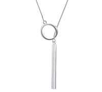 GGYTMQL 925 Sterling Silver Round Circle Line Geometric Pendant Necklaces for Women Sterling Silver Jewelry