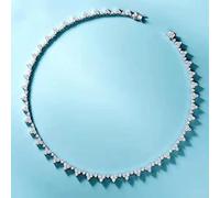 GGYTMQL 925 Sterling Silver Simulated moissanite Full Diamond Chain Choker Necklaces for Women Wedding