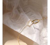 GGYTMQL 925 Sterling Silver Square Interlocking Necklace for Women Shiny Zircon Geometric Chain Jewelry