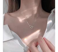GGYTMQL 925 Sterling Silver Square Interlocking Necklace for Women Shiny Zircon Geometric Chain Jewelry