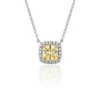GGYTMQL 925 sterling silver square pink yellow high carbon diamond pendant necklace for women sparkling fine jewelry