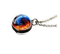 GGYTMQL 925 Sterling Silver Yin Yang Necklace for Men and Women, Classic Yin Yang Tai Chi Necklace Double Sided Glass Ball Necklace, Yin and Yang Necklaces, Yin Yang Necklace for Men, Yin