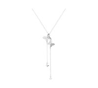 GGYTMQL 925 Tassel Crystal Double Butterfly Charm Necklace for Women Choker Jewelry Prevent Allergy