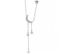 GGYTMQL 925 Tassel Long Star Moon Necklaces & Pendants for Women Wedding Jewelry chokers