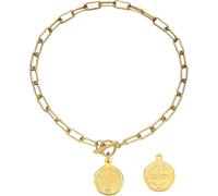 GGYTMQL Accessories 925 Sterling Silver Coin Toggle Necklace For Women, Vintage Sun Pendant Toggle Necklaces - Sun Star Coin Long Choker Chain, Punk Thick Chain Coin Pendant Necklace