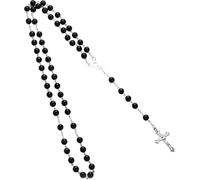 GGYTMQL Accessories 925 Sterling Silver Religious Rosary Necklace For Women And Men - 1Pc Catholic Cross Rosary Beads Pendants Religious Round Crystal Bead Necklace, Virgin Mary Jesus Cross Pendant