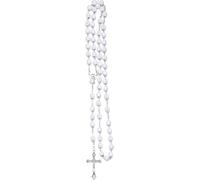 GGYTMQL Accessories 925 Sterling Silver Religious Rosary Necklace For Women And Men - 1Pc Catholic Cross Rosary Beads Pendants Religious Round Crystal Bead Necklace, Virgin Mary Jesus Cross Pendant