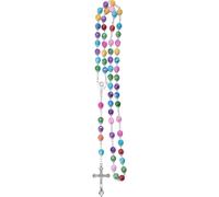 GGYTMQL Accessories 925 Sterling Silver Religious Rosary Necklace For Women And Men - 1Pc Catholic Cross Rosary Beads Pendants Religious Round Crystal Bead Necklace, Virgin Mary Jesus Cross Pendant