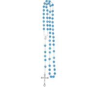 GGYTMQL Accessories 925 Sterling Silver Religious Rosary Necklace For Women And Men - 1Pc Catholic Cross Rosary Beads Pendants Religious Round Crystal Bead Necklace, Virgin Mary Jesus Cross Pendant