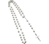 GGYTMQL Accessories 925 Sterling Silver Religious Rosary Necklace For Women And Men - 1Pc Catholic Cross Rosary Beads Pendants Religious Round Crystal Bead Necklace, Virgin Mary Jesus Cross Pendant