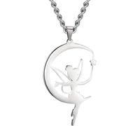 GGYTMQL Accessories Fairy Necklace For Women, 925 Sterling Silver Fairy Pendant Necklace Moon Necklaces, Tinkerbell Necklace, Fairy Jewelry, Tinkerbell Jewelry