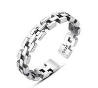 GGYTMQL Adjustable S925 Ring for Women - Retro Creative Tire-Shaped Wide Distressed Stacking Cuff Open Finger Ring,Jewelry Gifts for Ladies