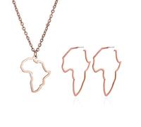 GGYTMQL Africa Map Outline Pendant Necklace and Earrings Set Gold Plated Trendy Africa Motherland Continent Outline Jewelry Set