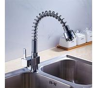 GGYTMQL All Copper Kitchen Faucet Pulls Out Spray Head Spring, Kitchen Sink, Faucet, Cold Water Mixer, Single Handle with Aerator.