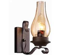 GGYTMQL American Country Wall Lamp Retro Industrial Candlestick Wall Light Vintage Metal Glass Wall Sconce Lantern Retro E27 Fixture for Loft Garage Stairs Lighting