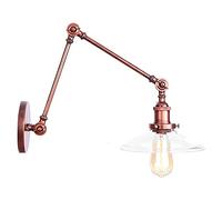 GGYTMQL American Wall Light Industrial Swing Arm Retro Antique Wall Lamp Rust Finish Adjustable Double Long Arm Single Wall Sconce E27 Socket Metal Fixture for Living Room Kitchen Bar Bedroom Hallway