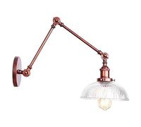 GGYTMQL American Wall Light Industrial Swing Arm Retro Antique Wall Lamp Rust Finish Adjustable Double Long Arm Single Wall Sconce E27 Socket Metal Fixture for Living Room Kitchen Bar Bedroom Hallway