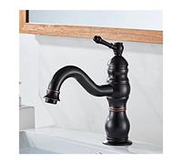 GGYTMQL Antique Brass Basin Faucet 360 Rotation Single Handle Hot Cold Mixer Tap Bathroom Basin Vessel Sink Faucet Kitchen Tap(Drain)