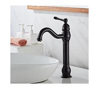 GGYTMQL Antique Brass Basin Faucet 360 Rotation Single Handle Hot Cold Mixer Tap Bathroom Basin Vessel Sink Faucet Kitchen Tap(High-Black Bronze)