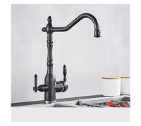 GGYTMQL Antique Brass Filtered Kitchen Faucet Purify Faucets Mixer Tap Hot Cold Water 360 Rotation Water Purification Water Crane Tap(Black Chrome)