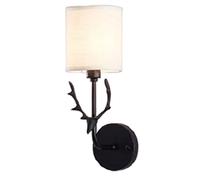 GGYTMQL Antlers Fabric Shades Indoor Wall lamp, The European Style Simple Creative Wall Mount Light. Bedroom e27 Personalized Decorative Wall Sconce Fixture. for Cafe Bathroom Hallway